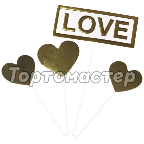 Набор топперов декоративных "Любовь" 4 шт