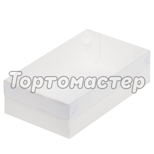 Коробка для печенья/конфет с пластиковой крышкой Белая 25х15х7см 070270 ф
