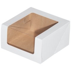 Коробка для торта с большим окном Белая ForGenika 18х18х10 см ForG SHELF I W W 180*180*100 A