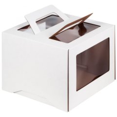 Коробка для торта с окном и ручкой Белая 28х28х20 см 019000 ф