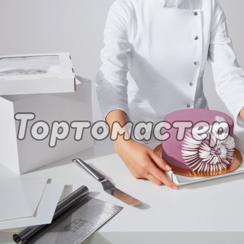 Коробка для торта с окном белая 26х26х20 см ForG STRONG I W W 260*260*200 S