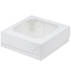 Коробка для зефира с окном Белая 20х20х7см 070210 ф