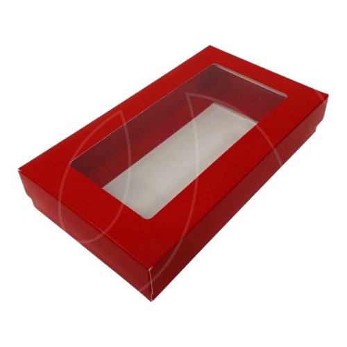 Коробка для дубайского шоколада с окном красная 15,7х8,8х3 см 