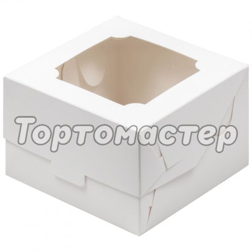 Коробка для бенто-торта с окном Белая 12х12х8 см 070600 ф
