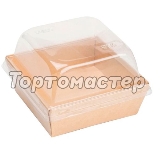 Упаковка для бенто-торта и моти Крафт 13х13х9,5 см дно 11х11 см