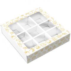 Коробка на 9 конфет с окошком Новый Год! 13,8х13,8х3,8 см 5 шт КУ-419