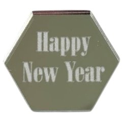 Набор топперов декоративных акриловых "Happy New Year. Шестигранник" Серебро 4х3,5 см 5 шт ТСК238