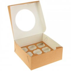 Коробка на 9 капкейков с окошком Крафт/Белая OSQ MUF 9
