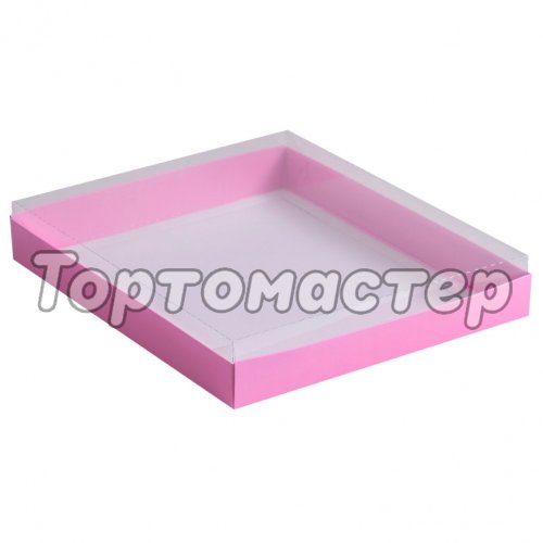 Коробка для сладостей с прозрачной крышкой Сиреневая 26х21х3 см КУ-144