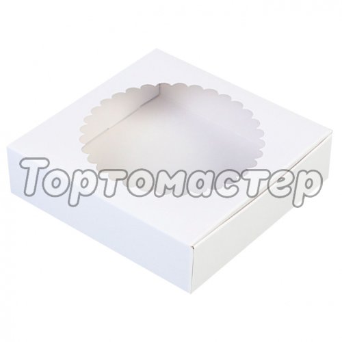 Коробка для печенья/конфет с окном Белая 11,5х11,5х3 см 5 шт