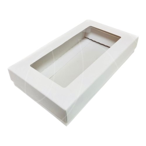 Коробка для дубайского шоколада с окном белая 15,7х8,8х3 см 