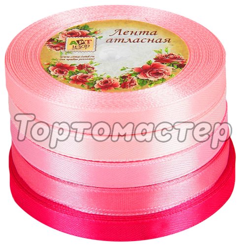 Набор лент для декора и упаковки Оттенки розового 10мм 5 шт