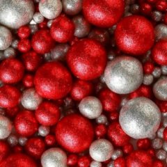 Посыпка из дутого риса Жемчуг серебряно-красный блестящий микс 50 г 713