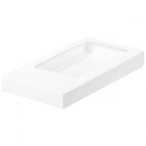 Коробка для шоколадной плитки с окном белая 18х9х2,5 см 60420