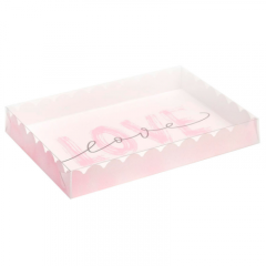 Коробка для сладостей с прозрачной крышкой "Love" 22х15х3 см 10 шт 5540477