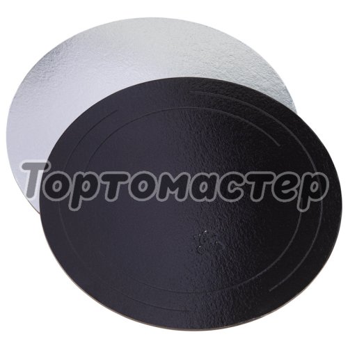 Подложка под торт Чёрный/Серебро ForGenika 3,2 мм 24 см