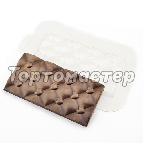 Форма пластиковая Плитка шоколада Сердечки 