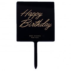 Топпер декоративный акриловый Табличка "Happy Birthday" Чёрный 4724915