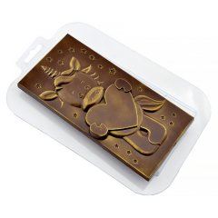 Форма пластиковая Плитка шоколада "Единорог с сердечком" 