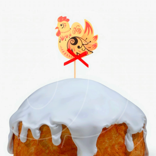 Топпер декоративный бумажный "Петушок-хохлома" 5,5х5 см 9889044