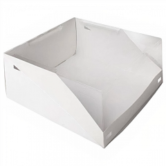 Коробка для торта с прозрачной крышкой Белая ForGenika 22,5х22,5х10 см 50 шт ForG SLIDE W 225*225*100