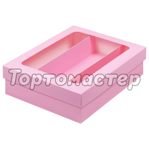 Короб для макарон с окошком 21x16,5x5,5 см Розовый