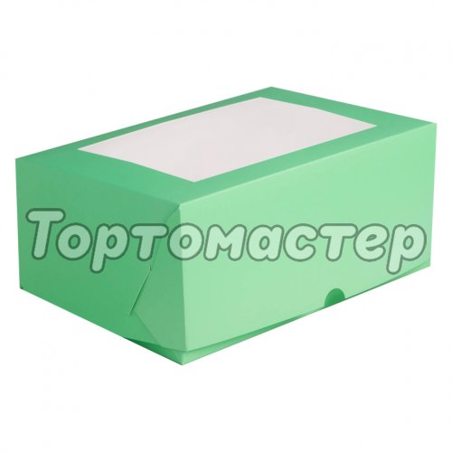 Коробка на 6 капкейков Зелёная с окном