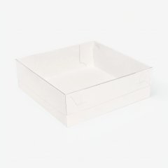 Коробка для сладостей с прозрачной крышкой белая 20х20х5 см 070770