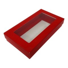 Коробка для дубайского шоколада с окном красная 15,7х8,8х3 см 