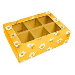 Коробка на 6 конфет с окном "Ромашковое поле" 14х10х4 см ку-791