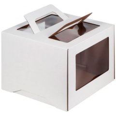 Коробка для торта с окном и ручкой Белая 26х26х20 см 019020 ф