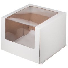 Коробка для торта с окном Белая 26х26х21см 020700