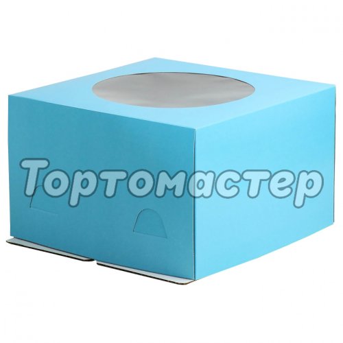 Коробка для торта с окном Голубая 30х30х19 см 4582358