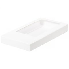 Коробка для шоколадной плитки с окном белая 18х9х2,5 см 60420