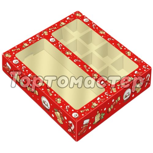 Коробка на 8 конфет и плитку шоколада с окошком "Сладкий подарок"