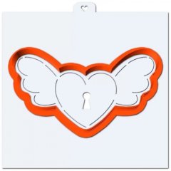 Вырубка пластиковая и трафарет LUBIMOVA Сердце с крыльями LC-00011234