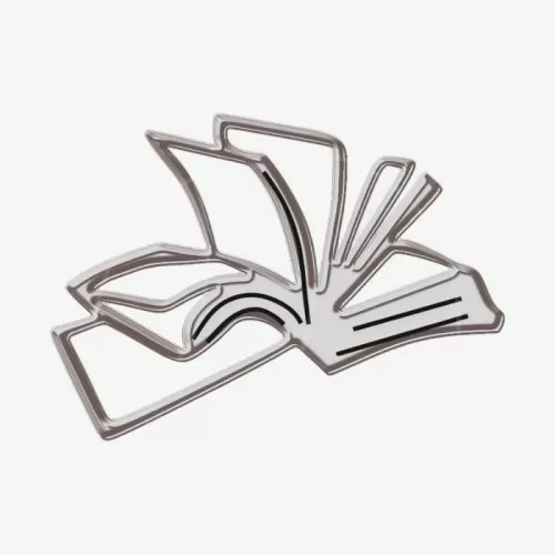 Топпер декоративный акриловый "Книга" Серебро 5х3 см ТСК484
